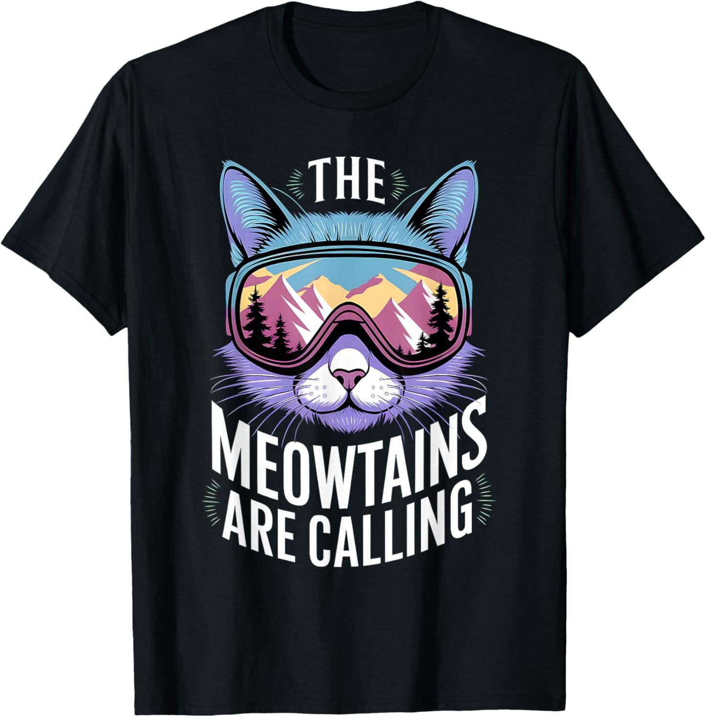 the mountains are calling cat lover Cool Snowboard ski lover T-Shirt - T-Shirt | Black