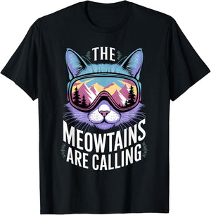 the mountains are calling cat lover Cool Snowboard ski lover T-Shirt - T-Shirt | Black