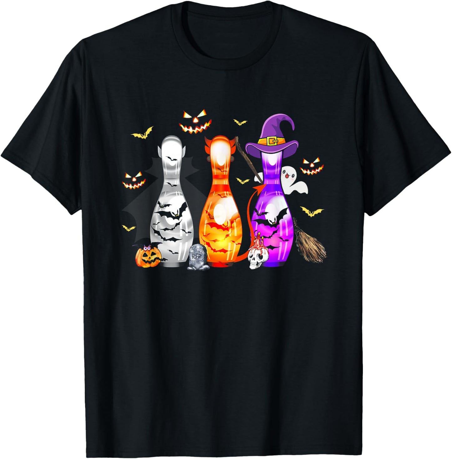 Cute Bowling Pin Halloween Spooky Costume T-Shirt - T-Shirt | Black