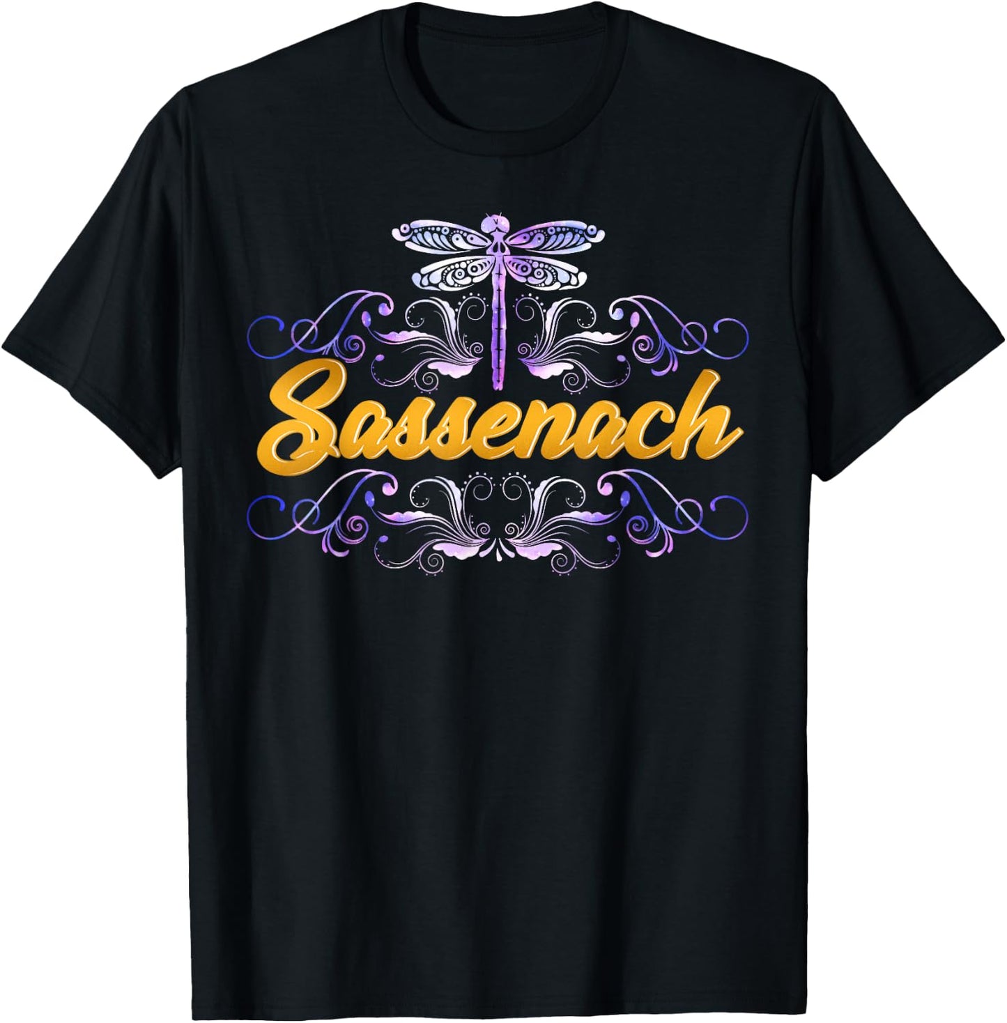 Sassenach Outlander Gaelic Dragonfly Men and Women T-Shirt - T-Shirt | Black