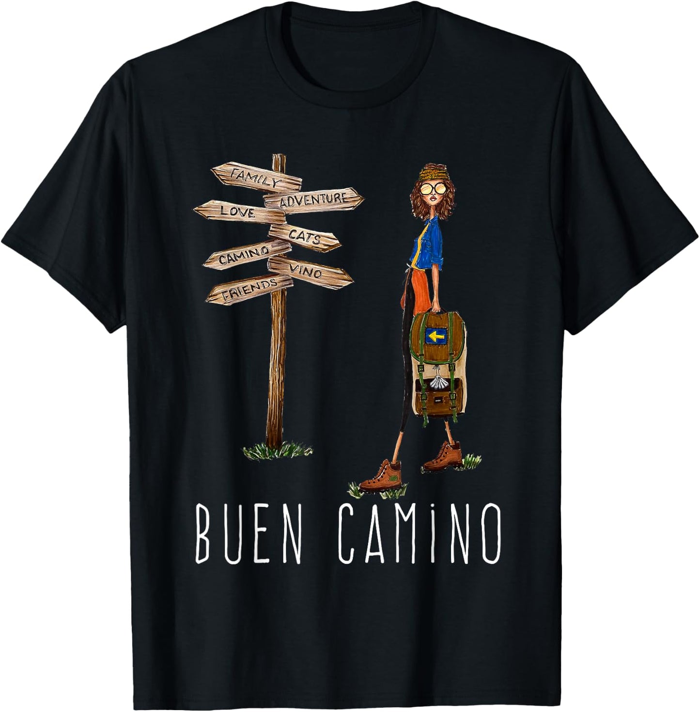 Buen Camino de Santiago Pilgrim Hiking Way of St. James Gift T-Shirt - T-Shirt | Black
