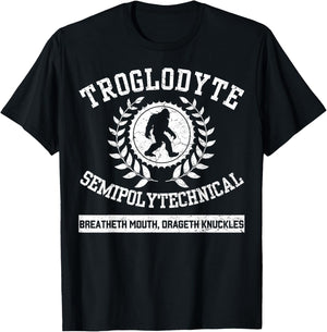 Big Foot Funny Troglodyte SemiPolytechnical Sasquatch Retro T-Shirt - T-Shirt | Black
