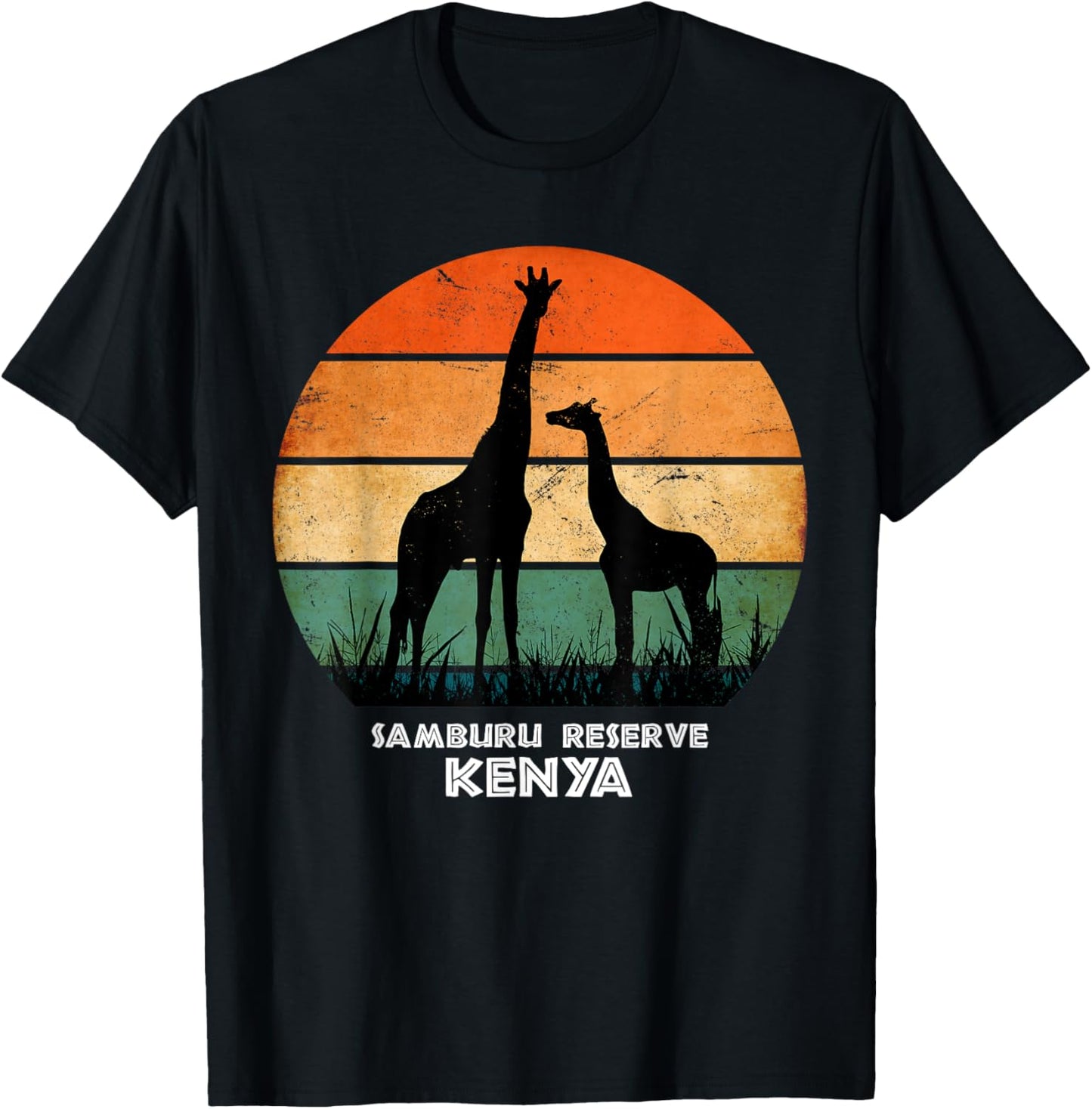 Samburu Reserve, Kenya Giraffe Safari National Park Game T-Shirt - T-Shirt | Black