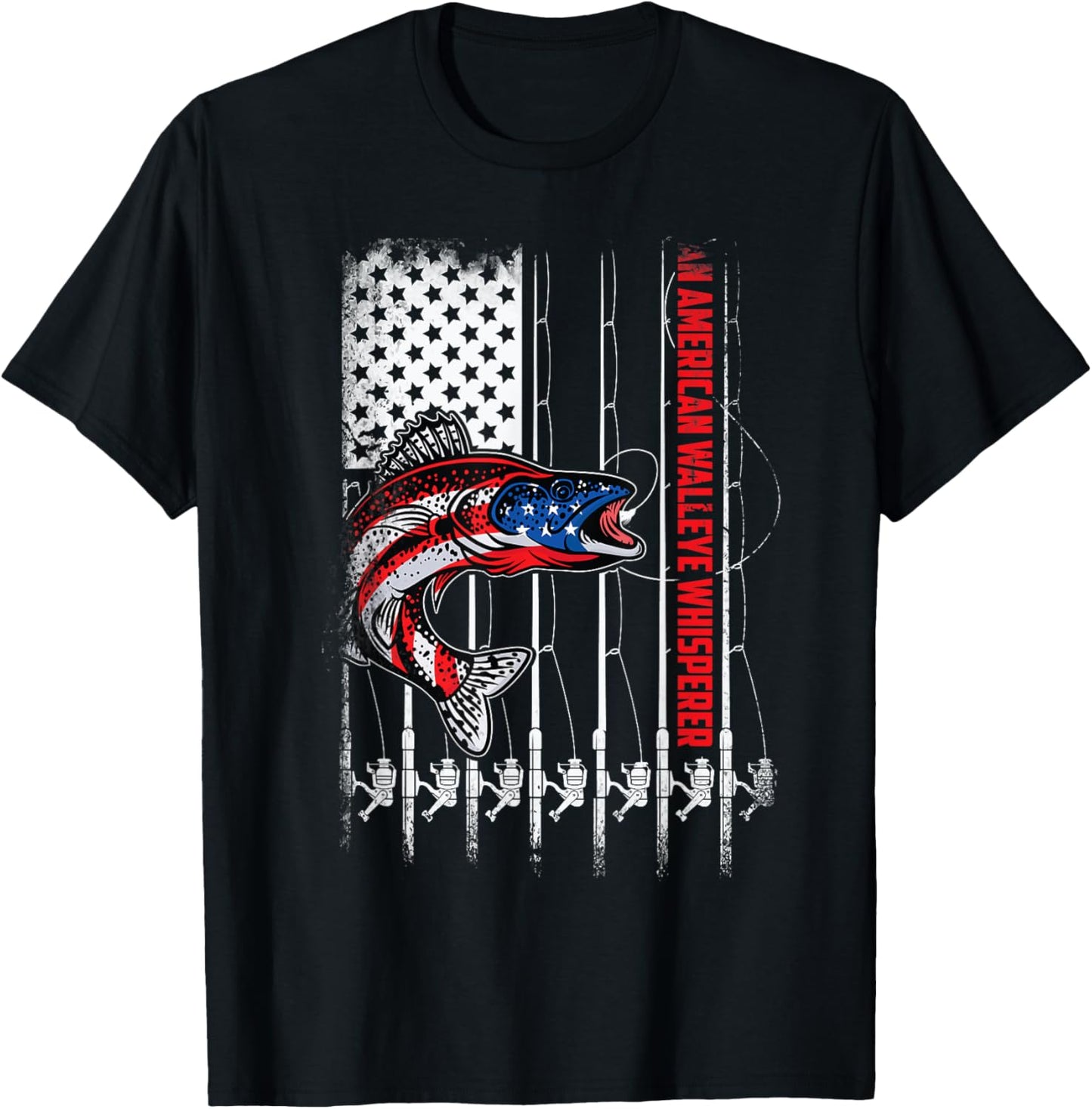 Patriotic anglers American walleye whisperer fisherman T-Shirt - T-Shirt | Black