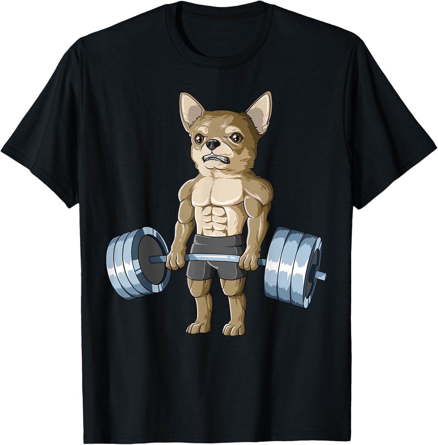 Weightlifting Chihuahua Deadlifting Chihuahua Powerlifting T-Shirt - T-Shirt | Black