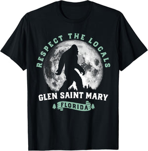 Glen Saint Mary Florida Respect the Locals Bigfoot Swamp Ape T-Shirt - T-Shirt | Black