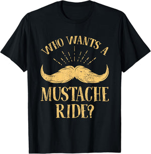 Who Wants A Mustache Ride Shirt Funny Police Trooper T-Shirt - T-Shirt | Black