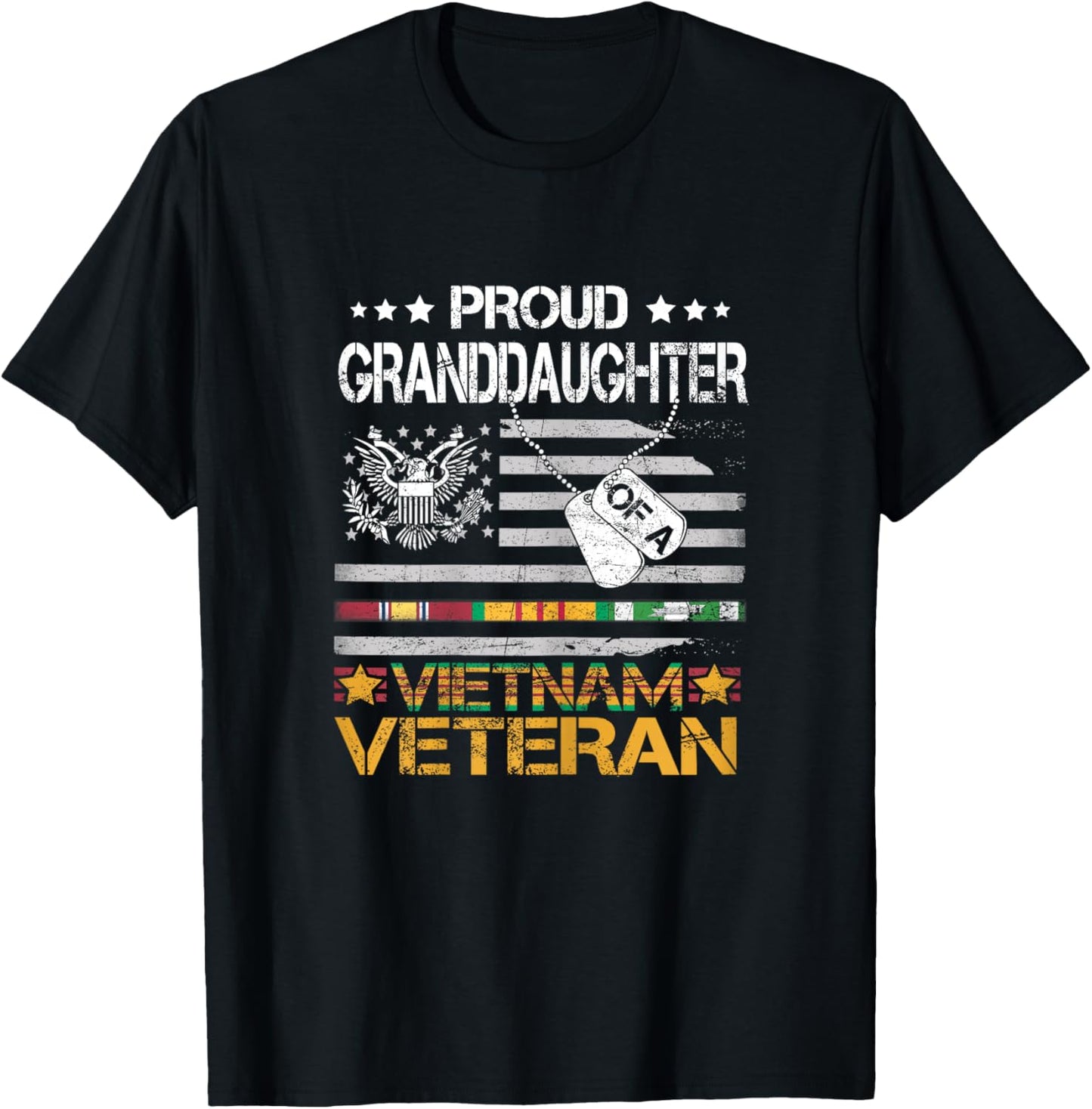 Proud Granddaughter Of A Vietnam Veteran Patriotic US Vet T-Shirt - T-Shirt | Black