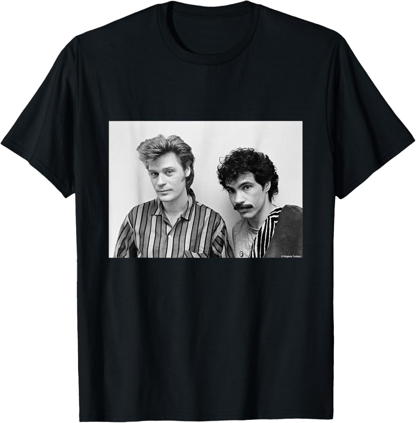 Daryl Hall & John Oates Pop Duo Headshot by Virginia Turbett T-Shirt - T-Shirt | Black