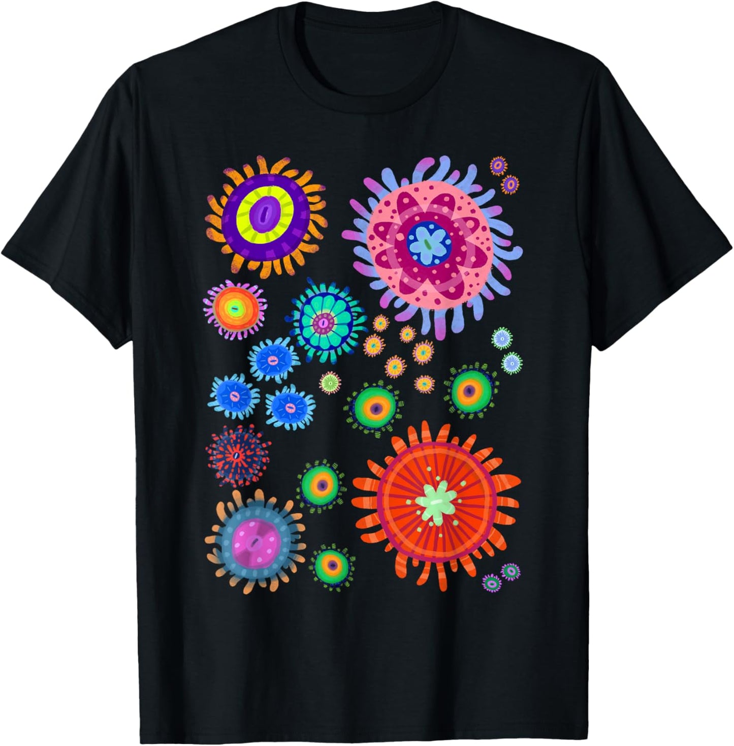 Tropical Zoanthid Saltwater Flower Polyp Coral Reef Pattern T-Shirt - T-Shirt | Black