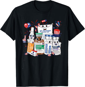 Red White Blue ICU Nurse Crew 4th of July Independence Day Men T-Shirt - T-Shirt | Black