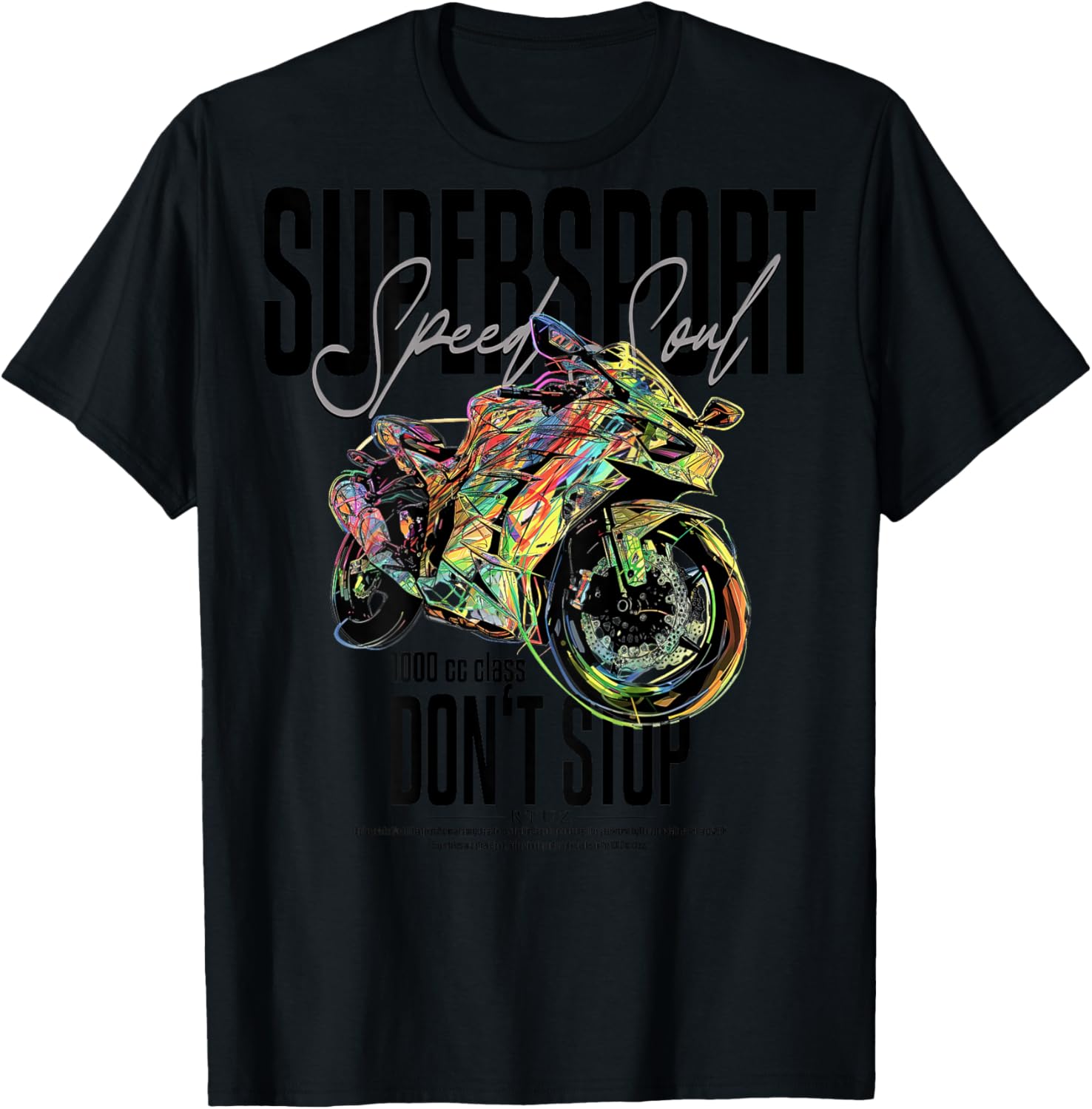 Supersport bike racing motorcycle backprint motorcycle T-Shirt - T-Shirt | Black