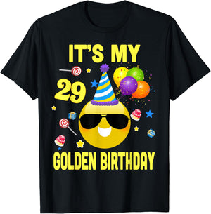 29th Birthday Gifts It's My Golden Birthday 29 Years Old WY2 T-Shirt - T-Shirt | Black