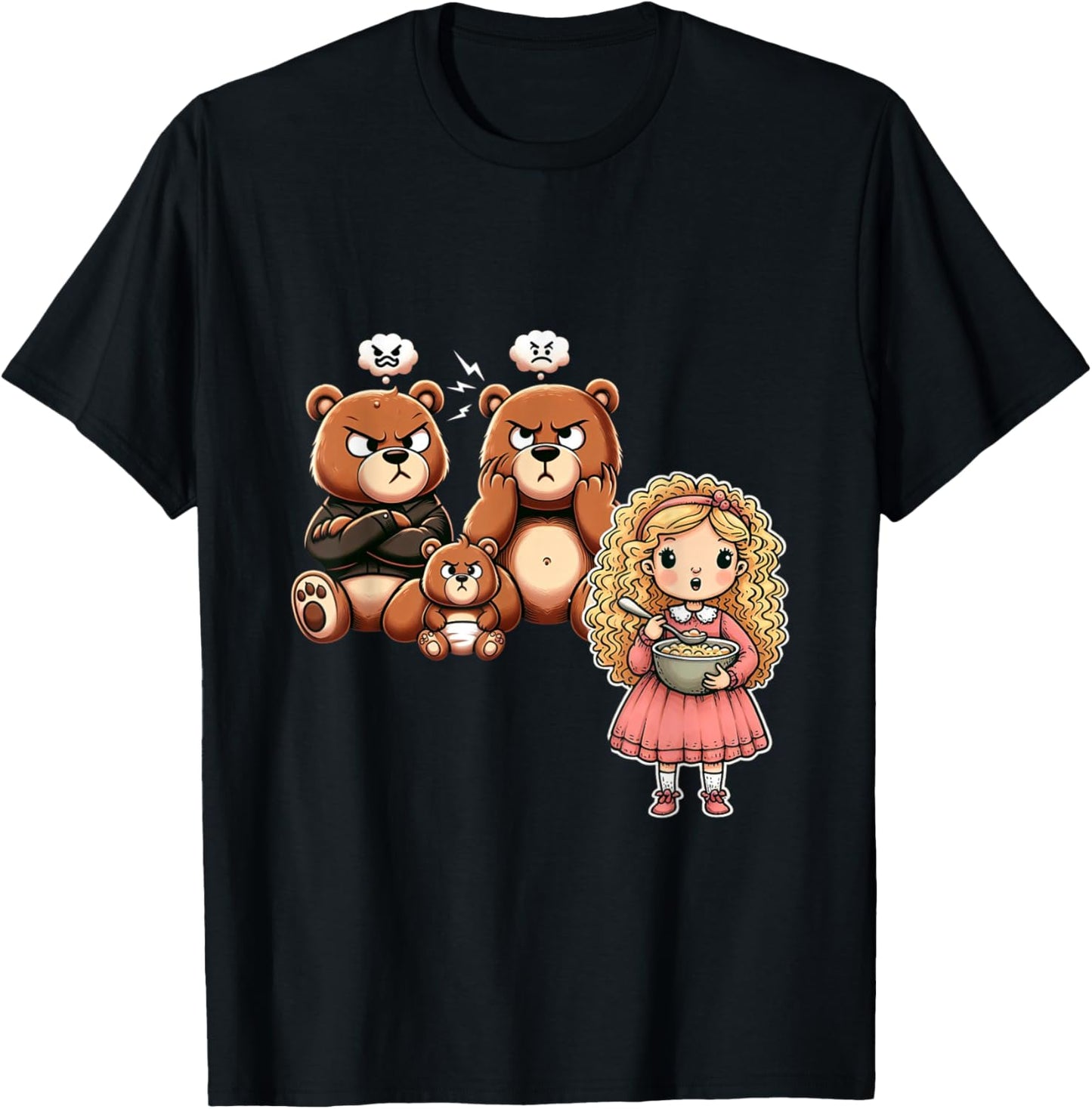 goldilocks and the three bears, annoyed Momma, Papa and Baby T-Shirt - T-Shirt | Black