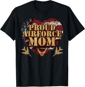 Proud Air Force Mom Army Military Mom Mother's Day T-Shirt - T-Shirt | Black
