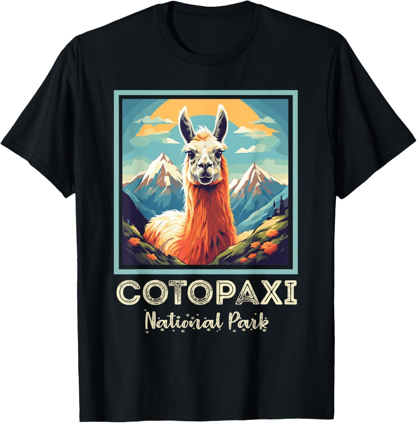 Cotopaxi Llama Flower National Park Souvenir Ecuador Hiking T-Shirt - T-Shirt | Black