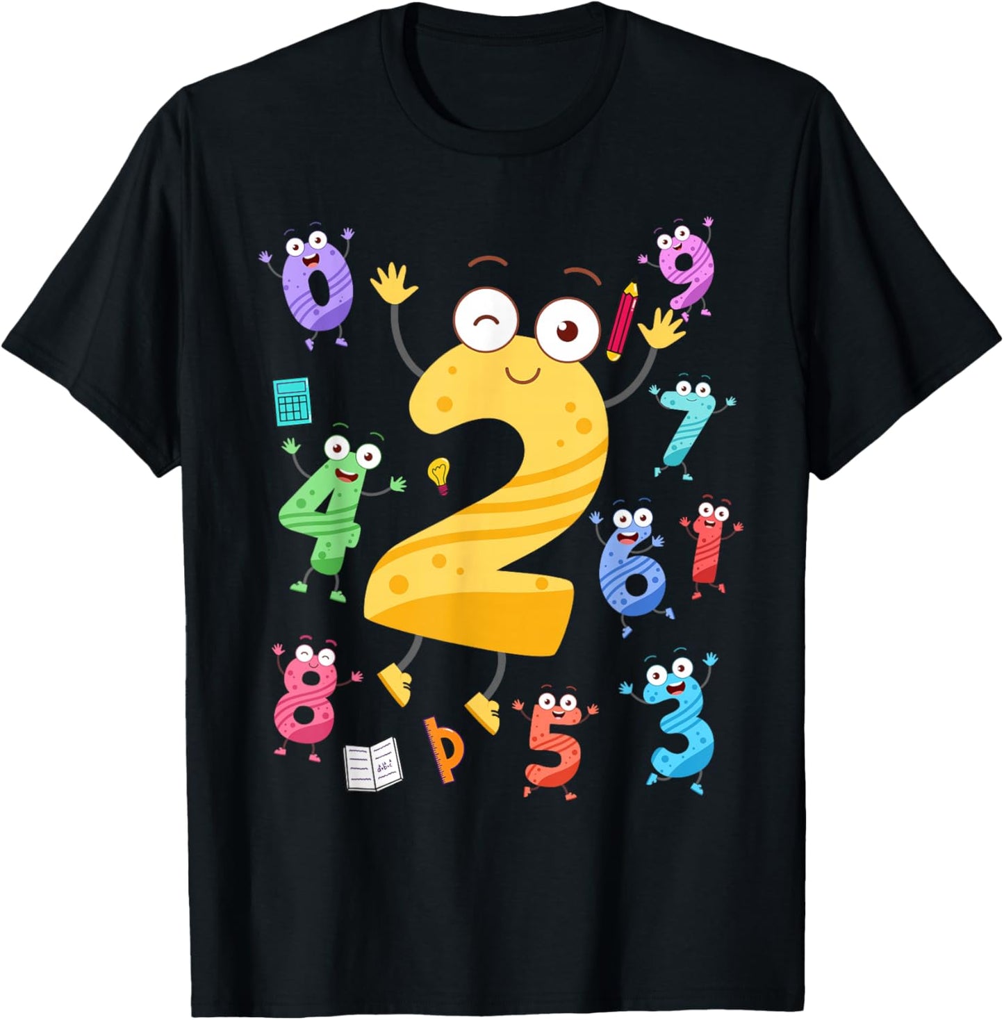 Maths Day Number Costume With Number 2 Idea For Kids Number T-Shirt - T-Shirt | Black