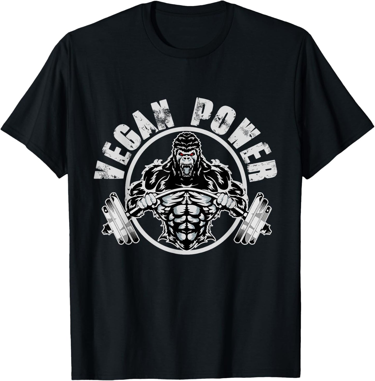 Vegan Power - Vegan Muscle Gorilla Bodybuilder Workout T-Shirt - T-Shirt | Black