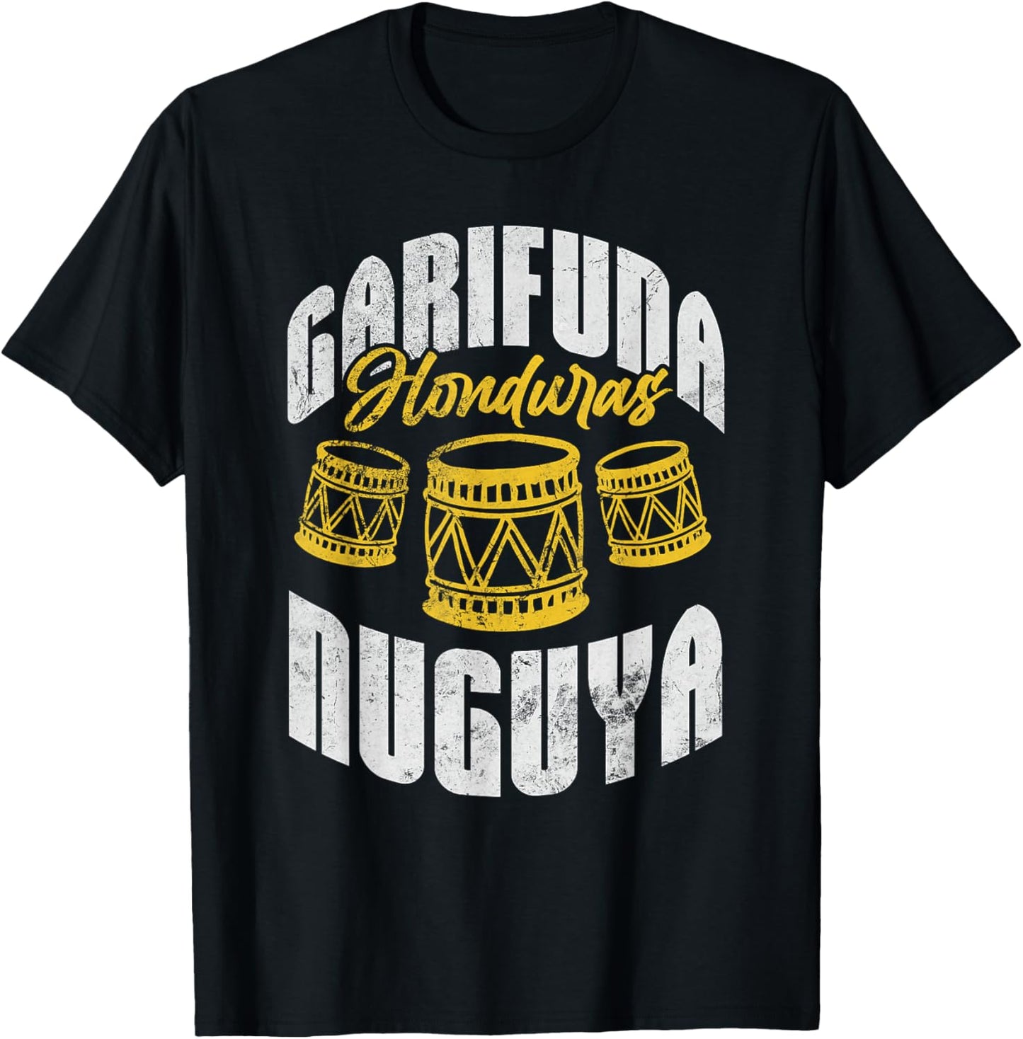 Garifuna Honduras Nuguya Cultural Music Distressed T-Shirt - T-Shirt | Black