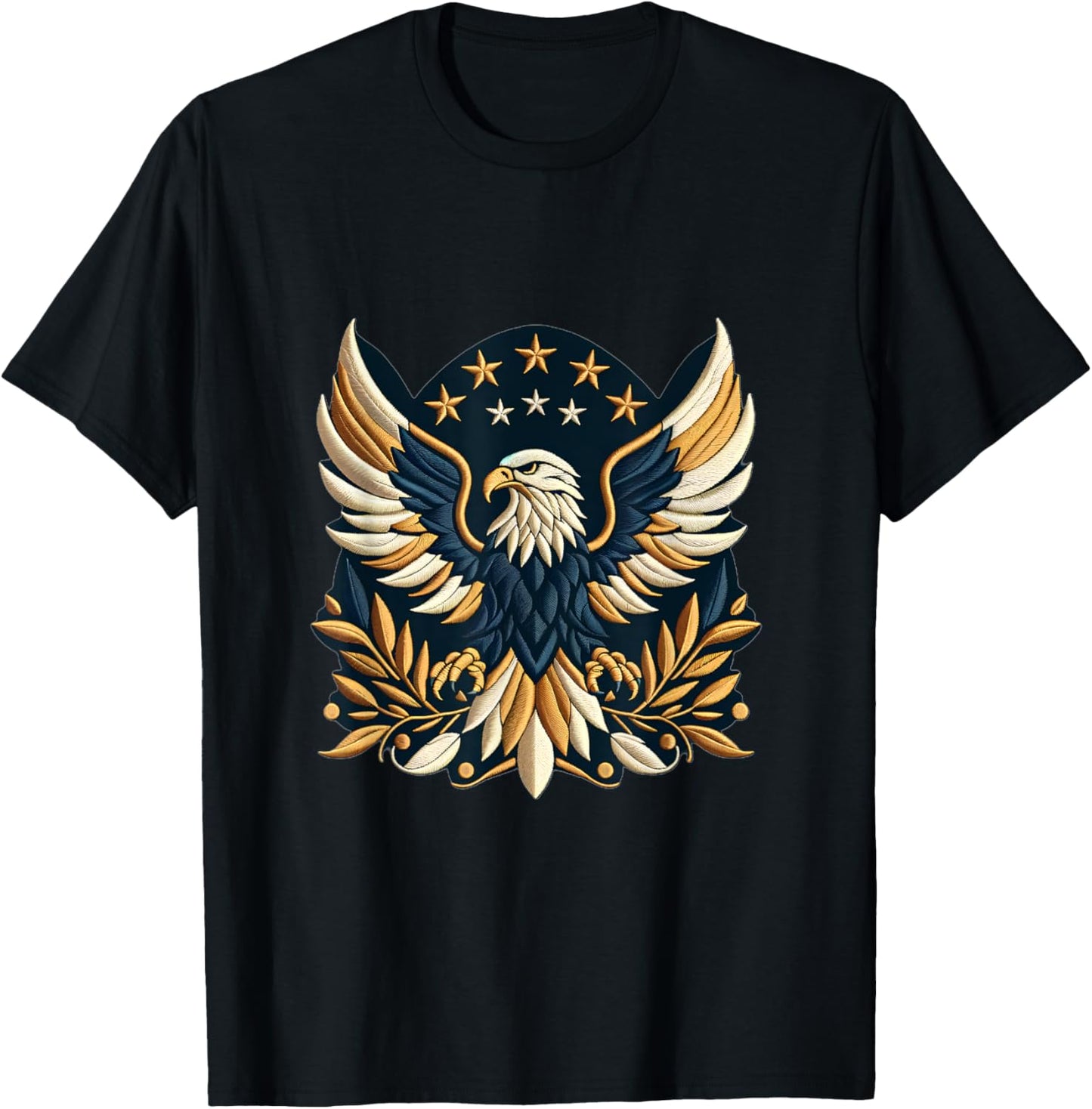 American Eagle Emblem Embroidery-Inspired design T-Shirt - T-Shirt | Black