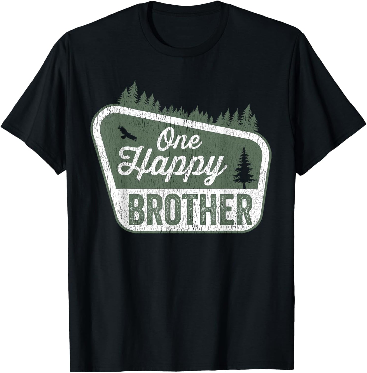 One Happy Brother Matching Family Birthday Party Camping T-Shirt - T-Shirt | Black