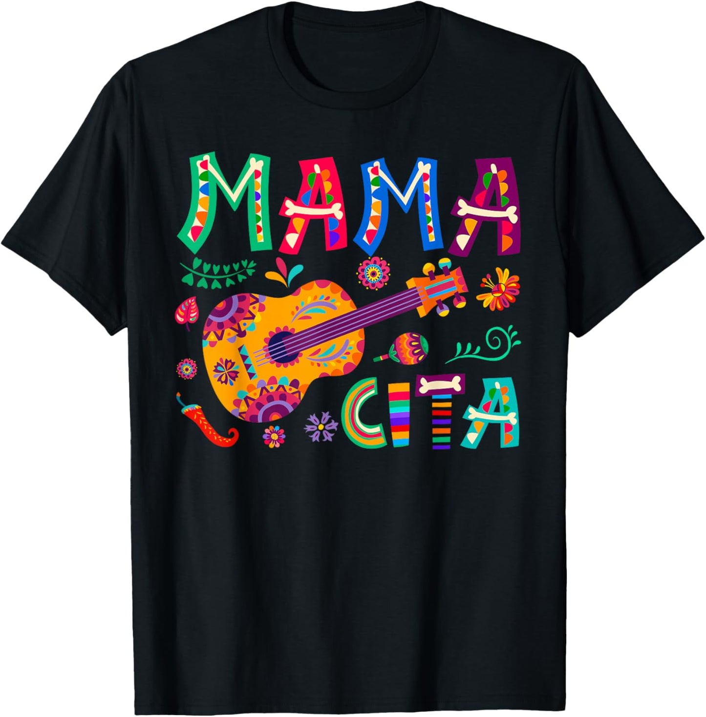 Cinco De Mayo Mamacita Flower Mama Cita Mexican T-Shirt - T-Shirt | Black