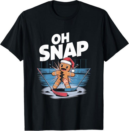 Ice Hockey Christmas Gingerbread T-Shirt - T-Shirt | Black
