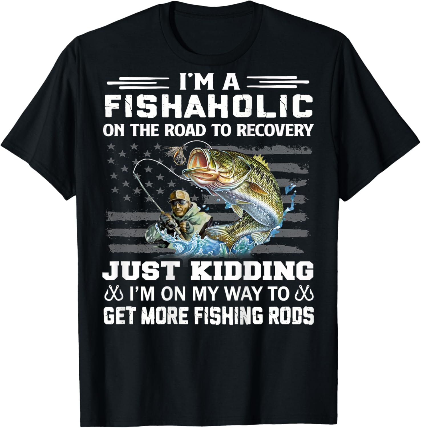 I'm A Fishaholic On The Road To Recovery Fisherman Gifts T-Shirt - T-Shirt | Black