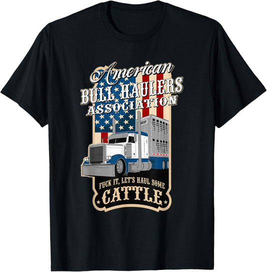 American Bull Haulers Association Men's Black Cotton Polyester Blend Short Sleeve , Small T-Shirt - T-Shirt | Black