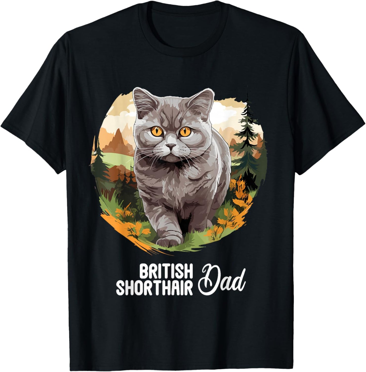 British Shorthair Cats Cat British Shorthair Dad T-Shirt - T-Shirt | Black