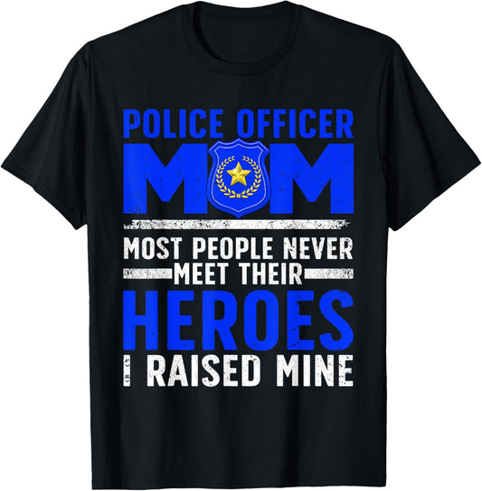 Police Officer Mom Art For Mother Women Cop Police Officer T-Shirt - T-Shirt | Black
