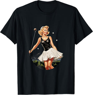 Pinup Girl Golfer Golf Vintage T-Shirt - T-Shirt | Black