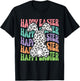 Retro Groovy Happy Easter Bunny Leopard Rabbit Girls T-Shirt - T-Shirt | Black