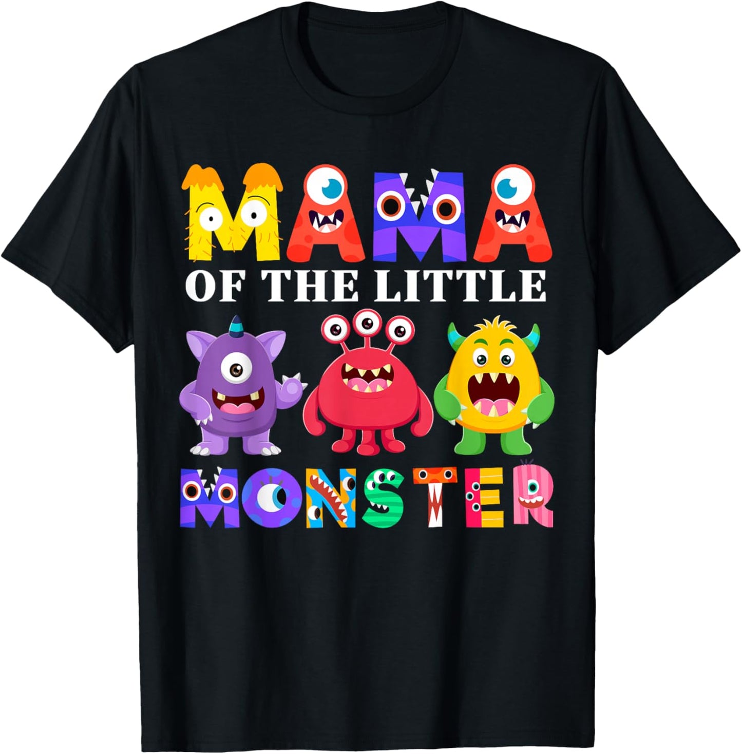 Mama Little Monster Kids 1st Birthday Party Family Monster T-Shirt - T-Shirt | Black