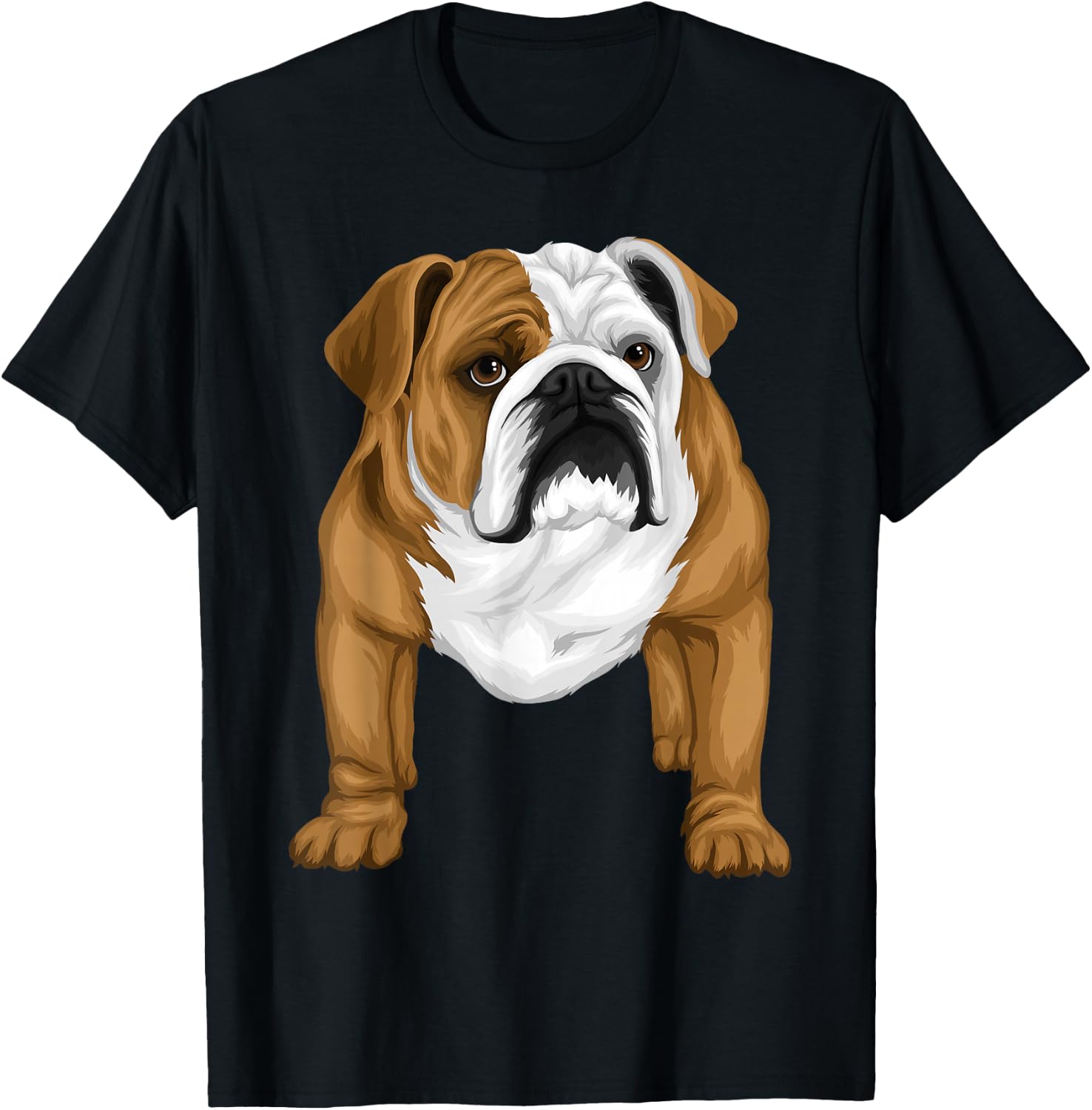 Cool Bulldog Dog Face Graphic T-Shirt - T-Shirt | Black