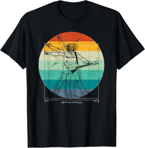 Funny Guitar Player Da Vinci Vitruvian Man Musicians T-Shirt - T-Shirt | Black