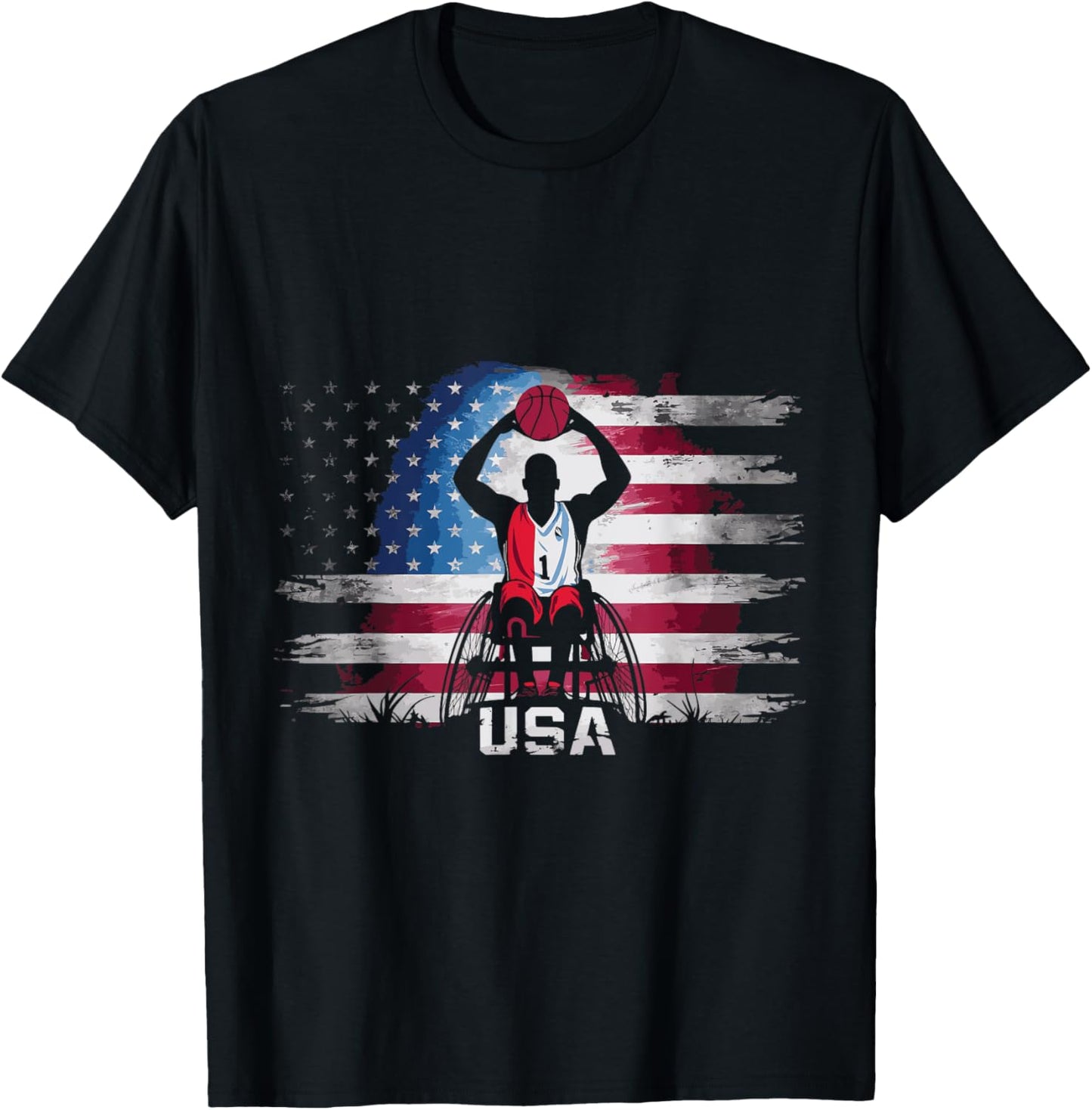 USA Wheelchair Basketball T-Shirt - T-Shirt | Black