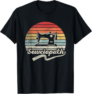 Retro Vintage Sewing Shirt Funny Sew Sewing Lover Sewciopath T-Shirt - T-Shirt | Black