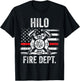 Hilo Hawaii Fire Department Thin Red Line Fireman T-Shirt - T-Shirt | Black