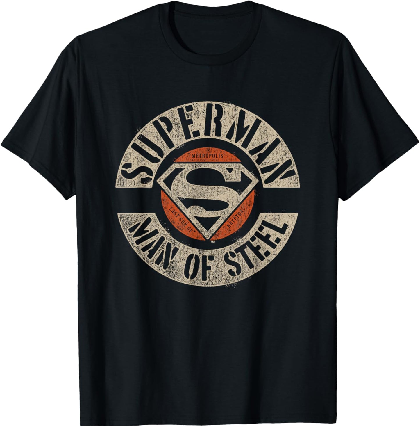 DC Comics Superman Man Of Steel Distressed Logo T-Shirt - T-Shirt | Black