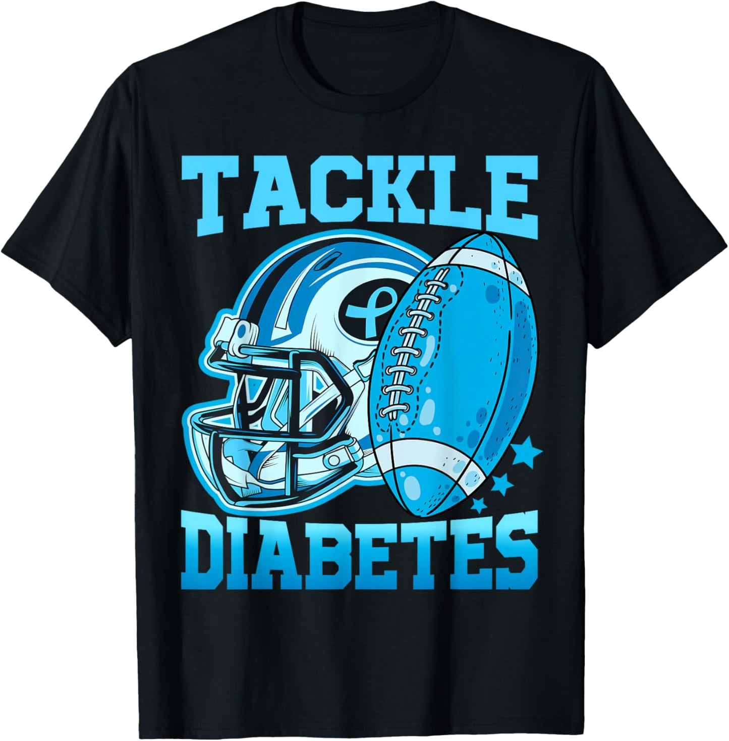 Tackle Diabetic Type 1 Blue Football Diabetes Awareness Men T-Shirt - T-Shirt | Black