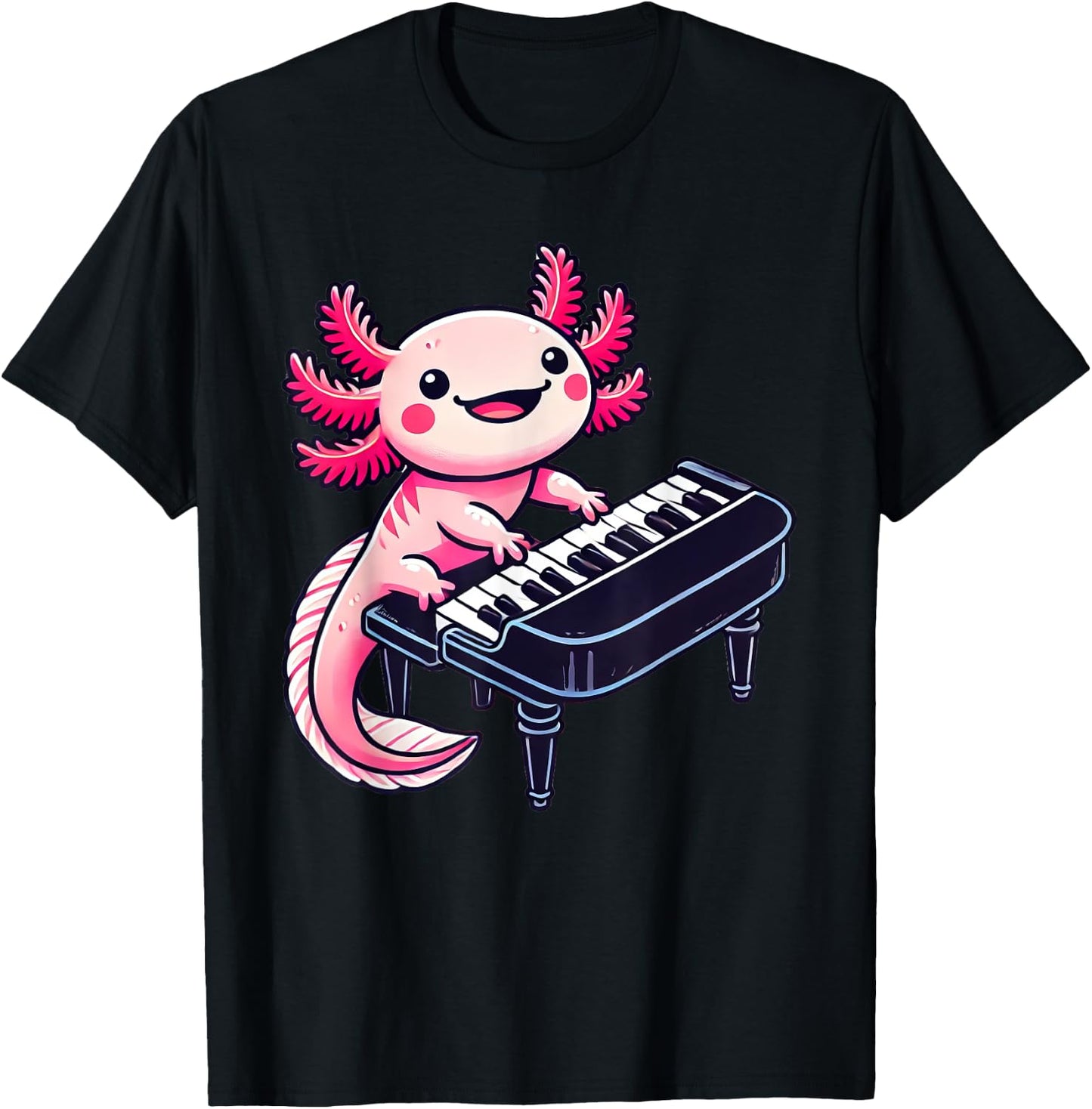Axolotl Playing Piano Axolotls Musician Music T-Shirt - T-Shirt | Black