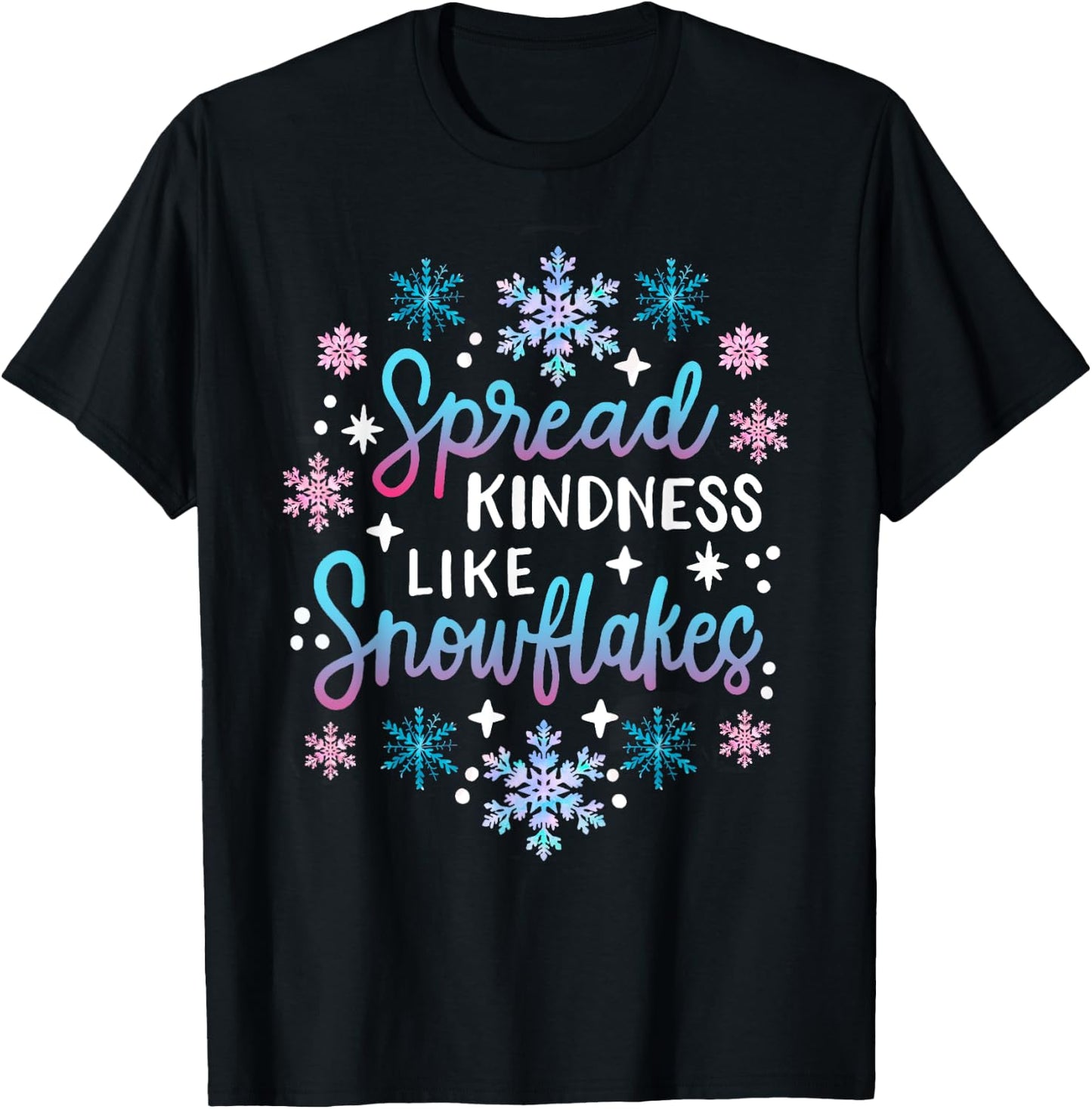 Spread Kindness Like Snowflakes Christmas Mental Health T-Shirt - T-Shirt | Black