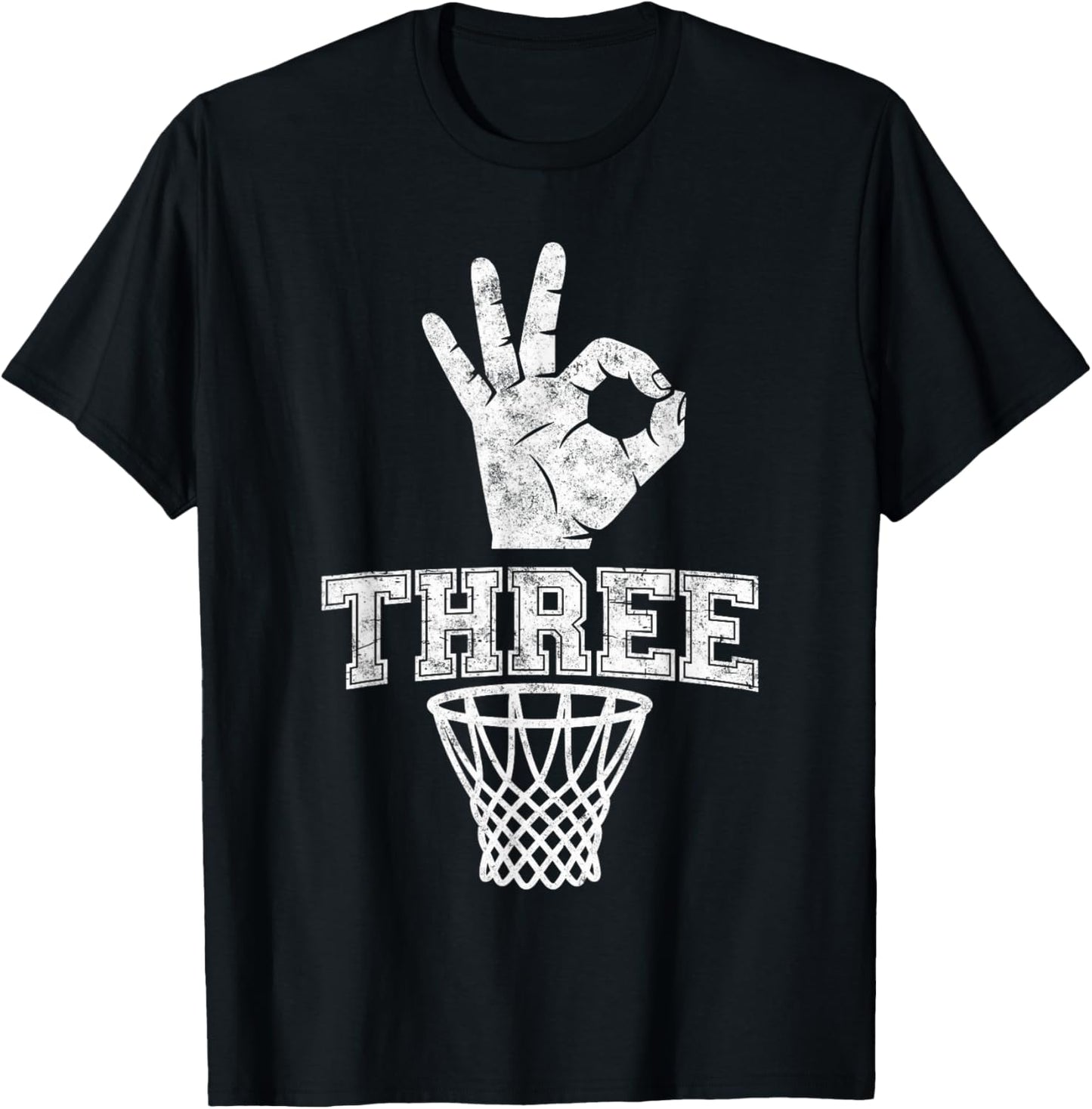 Three Points Throw Basketball Player Fan Dad Funny Joke T-Shirt - T-Shirt | Black