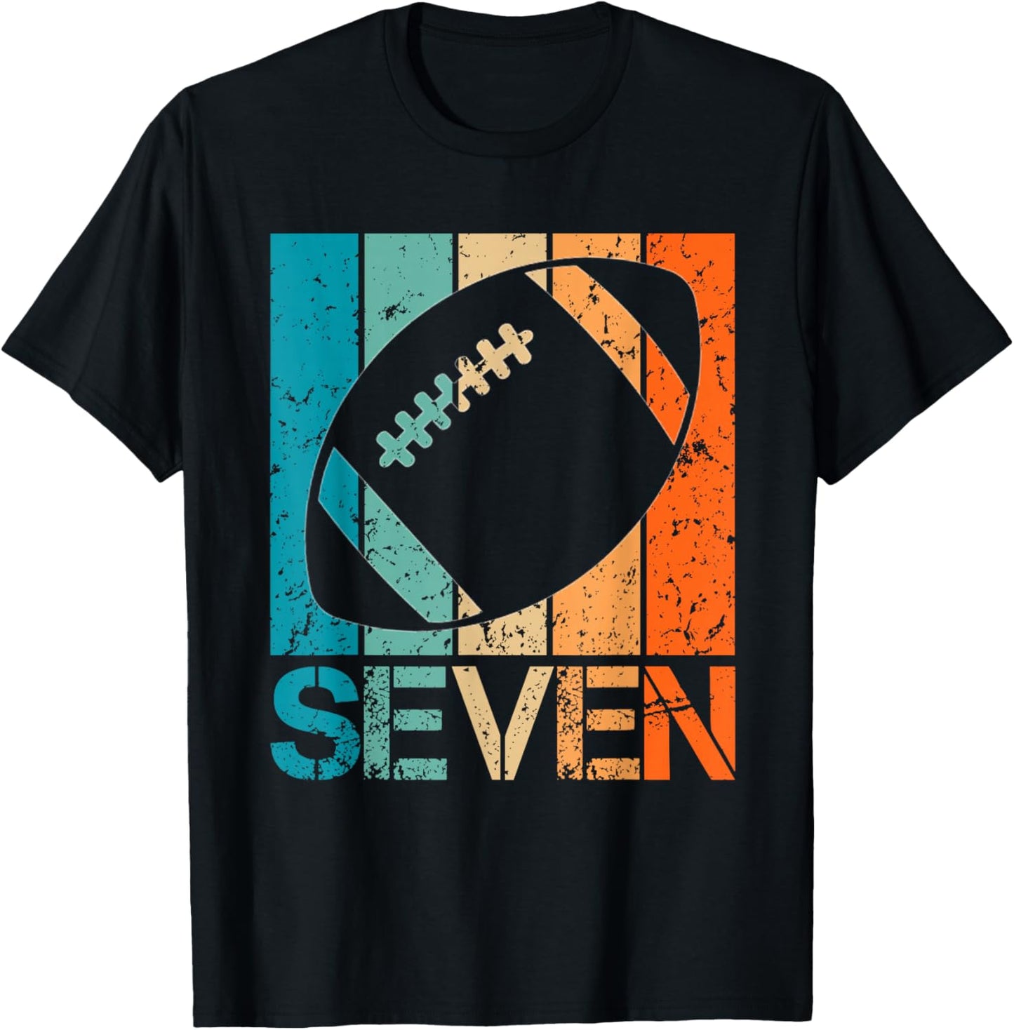 7th Football Birthday 7 Year Old 7yr Boys Birthday Football T-Shirt - T-Shirt | Black