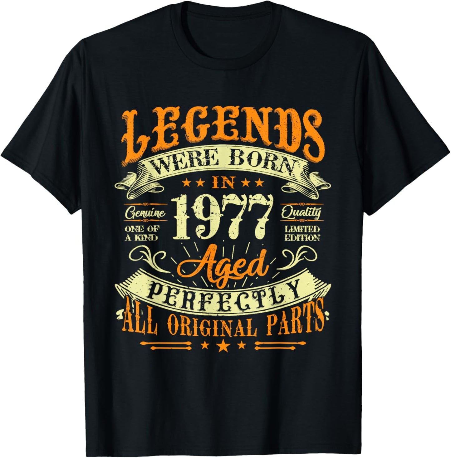 48th Birthday Vintage Legends Born In 1977 48 Years Old T-Shirt - T-Shirt | Black