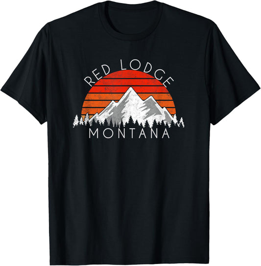 Retro Vintage Red Lodge, Montana Distressed T-Shirt - T-Shirt | Black