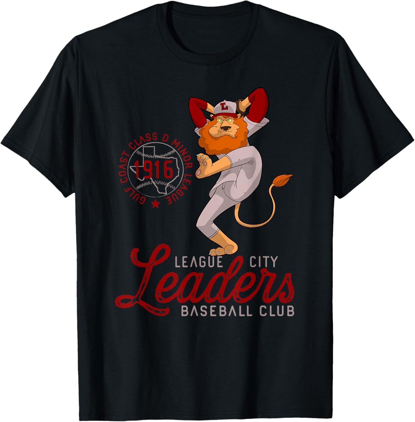 League City Leaders Retro Minor League Baseball Team T-Shirt - T-Shirt | Black