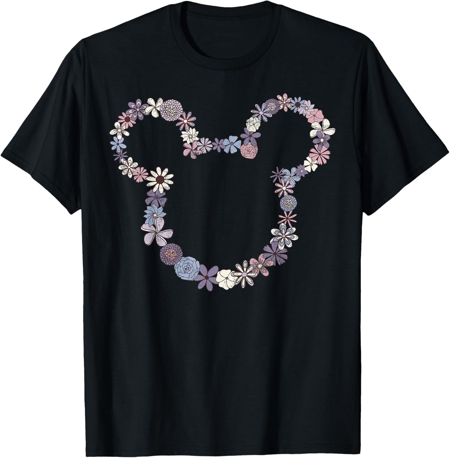 Disney Mickey & Friends Mickey Floral Outline Small T-Shirt - T-Shirt | Black