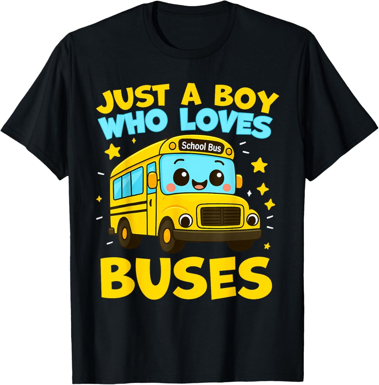 Just A Boy Who Loves Buses Funny School Bus T-Shirt - T-Shirt | Black